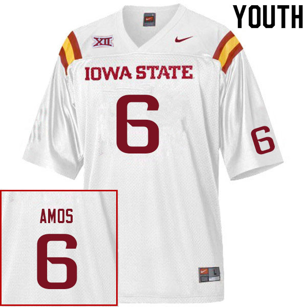 Youth #6 Jaquan Amos Iowa State Cyclones College Football Jerseys Sale-White - Click Image to Close